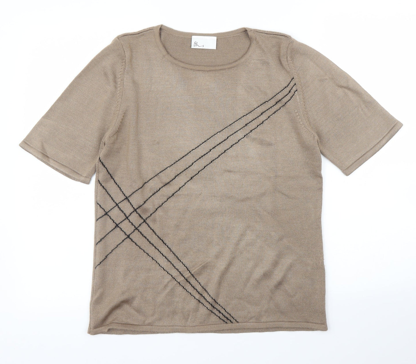 Womens UK Size 12 BHS Brown Basic T-Shirt