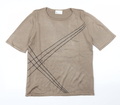 Womens UK Size 12 BHS Brown Basic T-Shirt