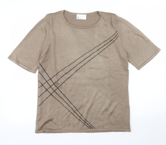 Womens UK Size 12 BHS Brown Basic T-Shirt