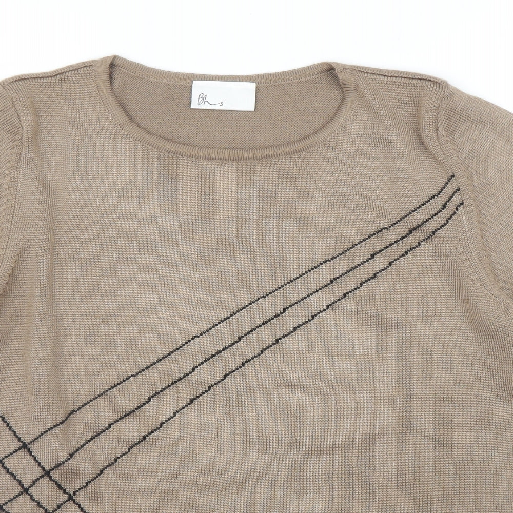 Womens UK Size 12 BHS Brown Basic T-Shirt