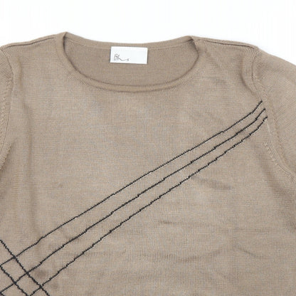 Womens UK Size 12 BHS Brown Basic T-Shirt