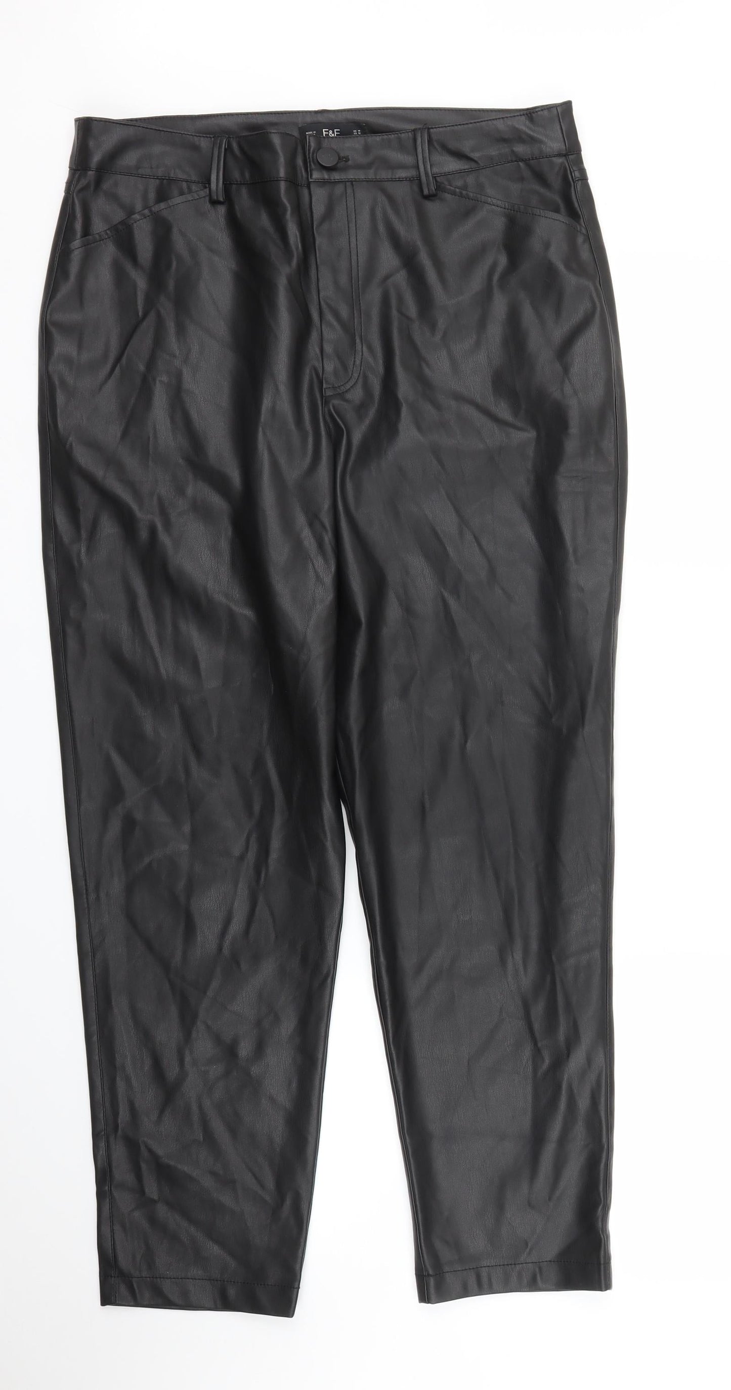 F&F Womens Black   Trousers  Size 14 L27 in