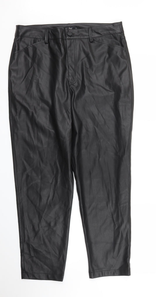 F&F Womens Black   Trousers  Size 14 L27 in