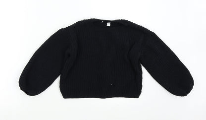 H&M Girls Black  Knit Pullover Jumper Size 7-8 Years