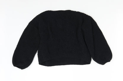 H&M Girls Black  Knit Pullover Jumper Size 7-8 Years