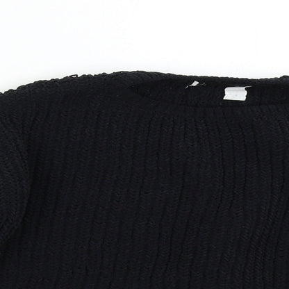 H&M Girls Black  Knit Pullover Jumper Size 7-8 Years