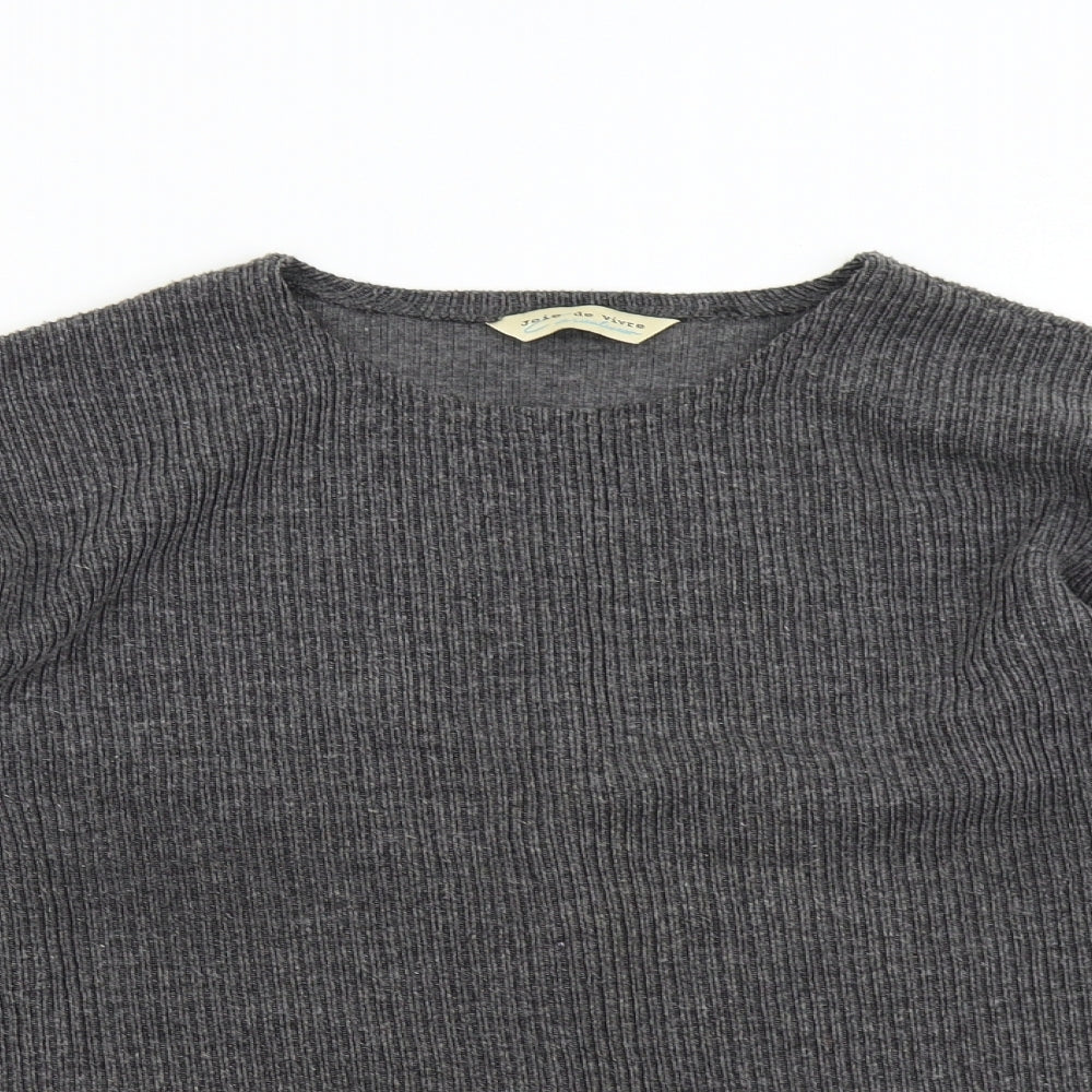 Womens UK Size M Joie de Vivre Grey Pullover Jumper