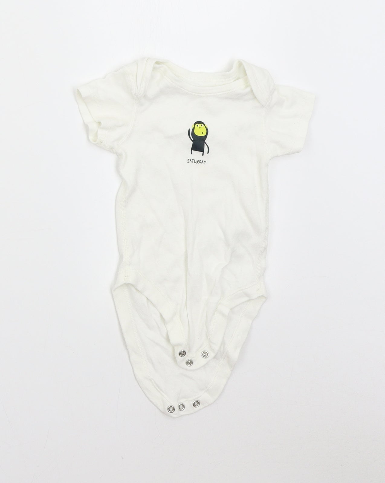 M&S Baby White   Babygrow One-Piece Size 6-9 Months  - Saturday