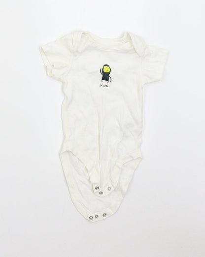 M&S Baby White   Babygrow One-Piece Size 6-9 Months  - Saturday