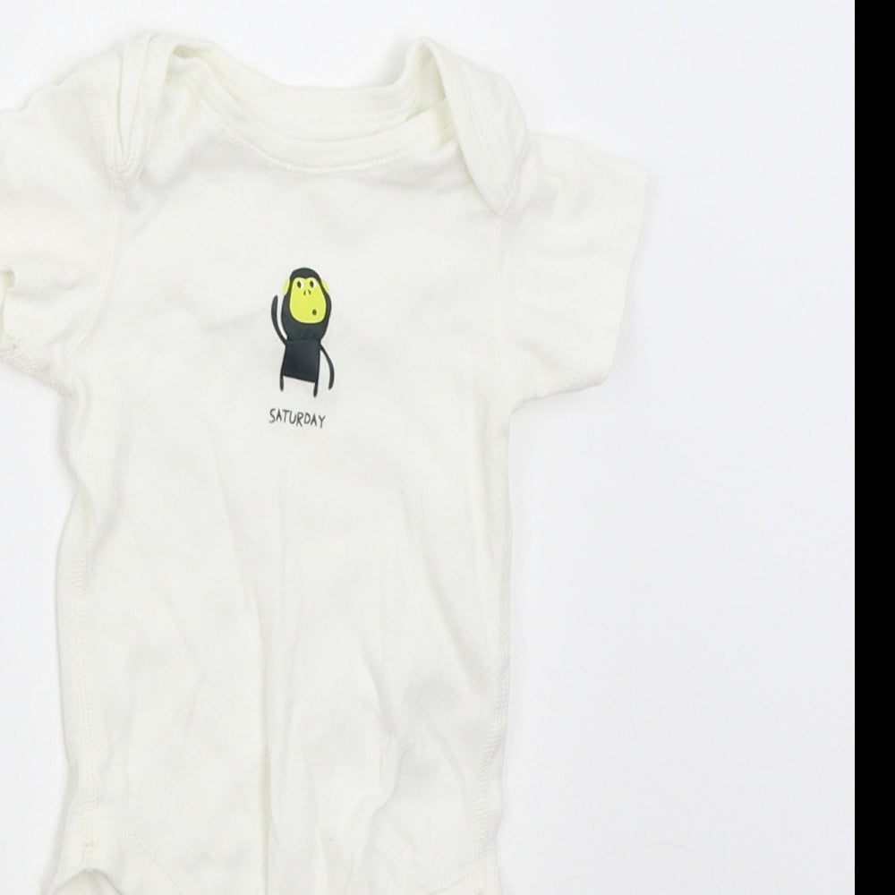 M&S Baby White   Babygrow One-Piece Size 6-9 Months  - Saturday