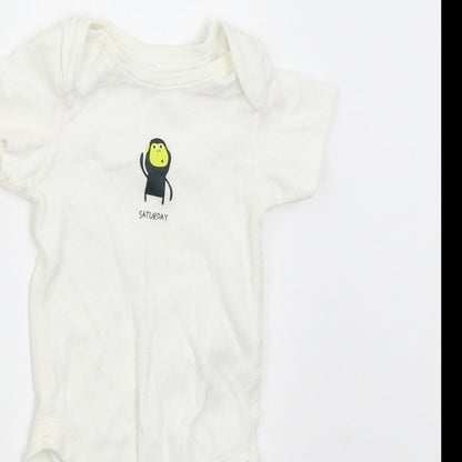 M&S Baby White   Babygrow One-Piece Size 6-9 Months  - Saturday