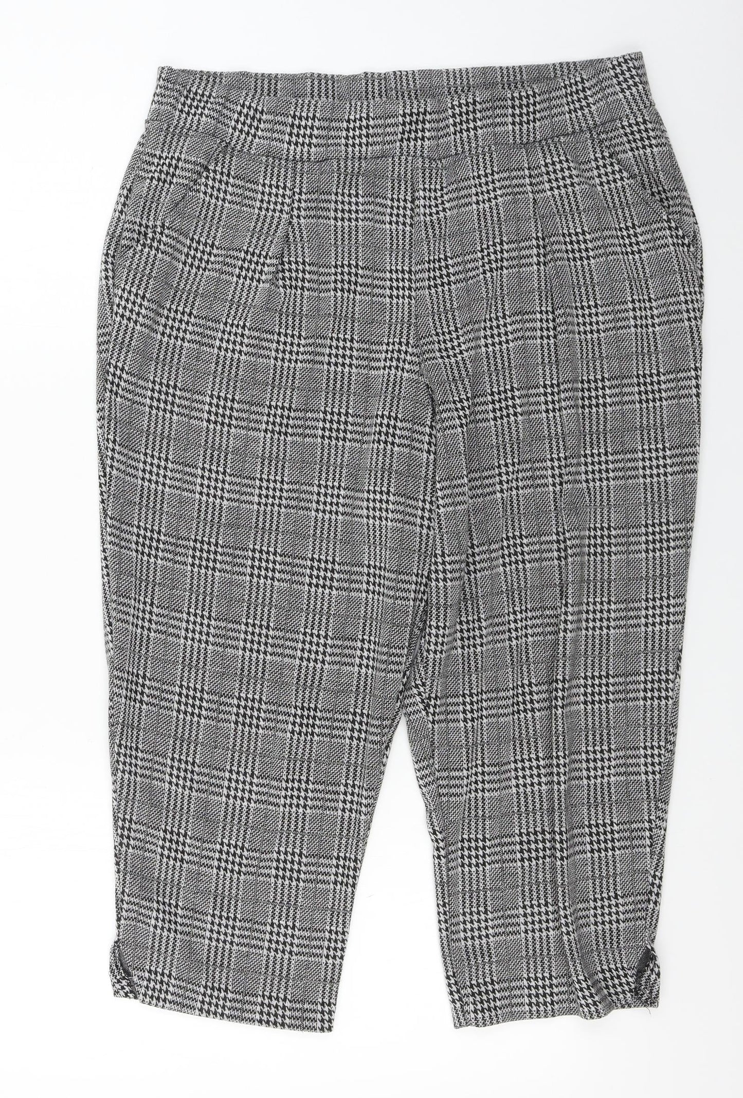 Image Womens Grey Check  Cropped Trousers Size 32 in