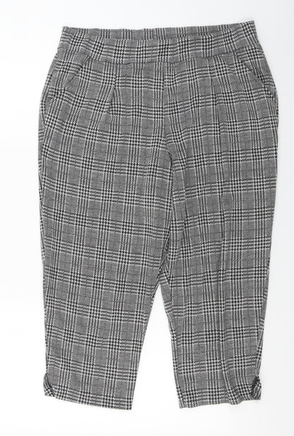 Image Womens Grey Check  Cropped Trousers Size 32 in