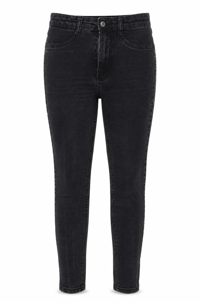 Front view of Zara women’s black skinny jeans, size UK 26, in, 24-inch leg