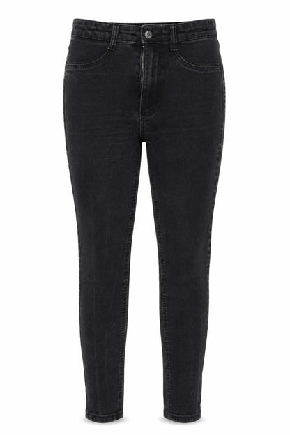 Front view of Zara women’s black skinny jeans, size UK 26, in, 24-inch leg