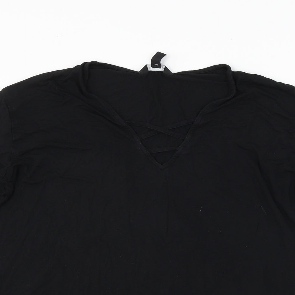 Womens UK Size 12 New Look Black Basic T-Shirt