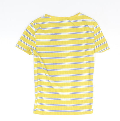 Womens UK Size 6 New Look Yellow Basic T-Shirt