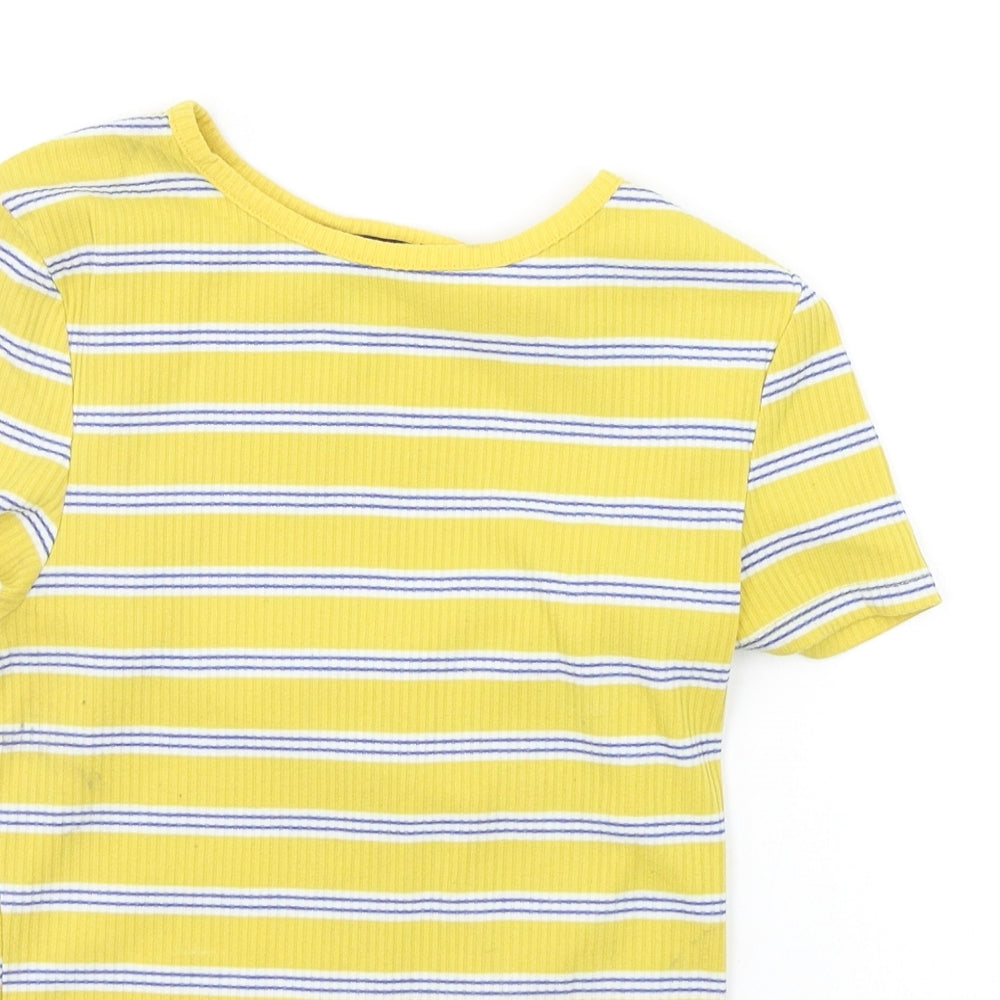 Womens UK Size 6 New Look Yellow Basic T-Shirt