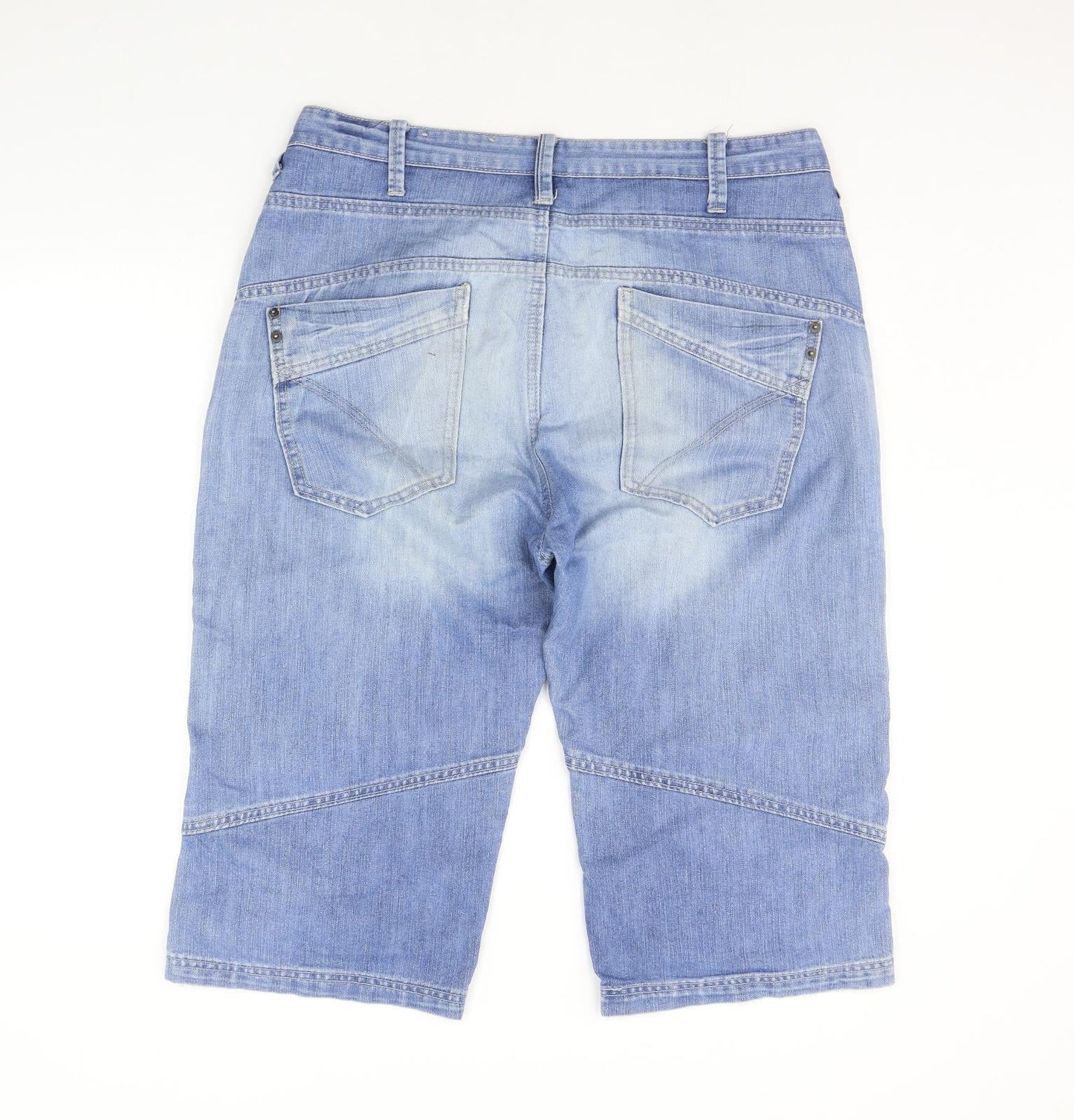 Denim & Co. Womens Blue   Cropped Trousers Size 36 in L21 in