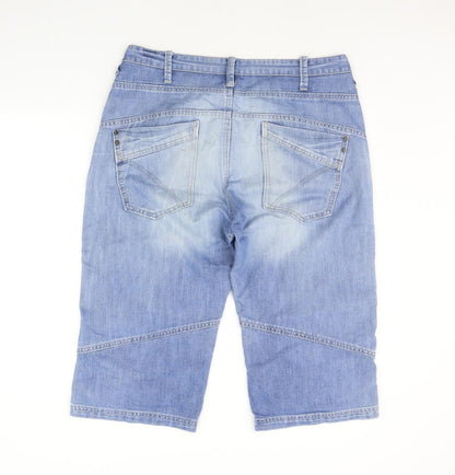 Denim & Co. Womens Blue   Cropped Trousers Size 36 in L21 in