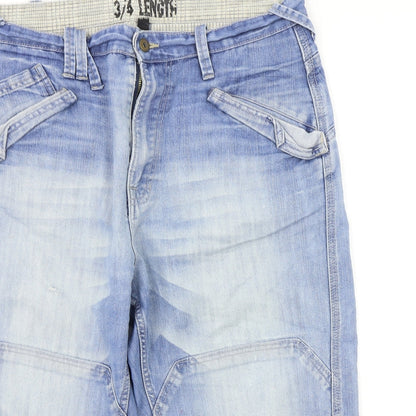 Denim & Co. Womens Blue   Cropped Trousers Size 36 in L21 in