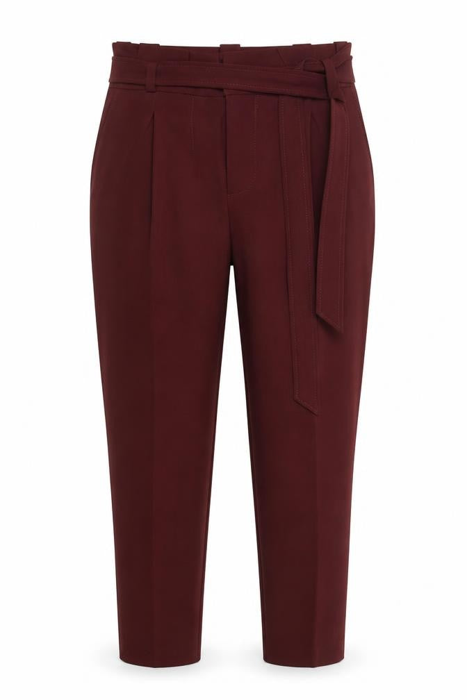 Front view of New Look women’s purple trousers, size UK 6, 23-inch leg