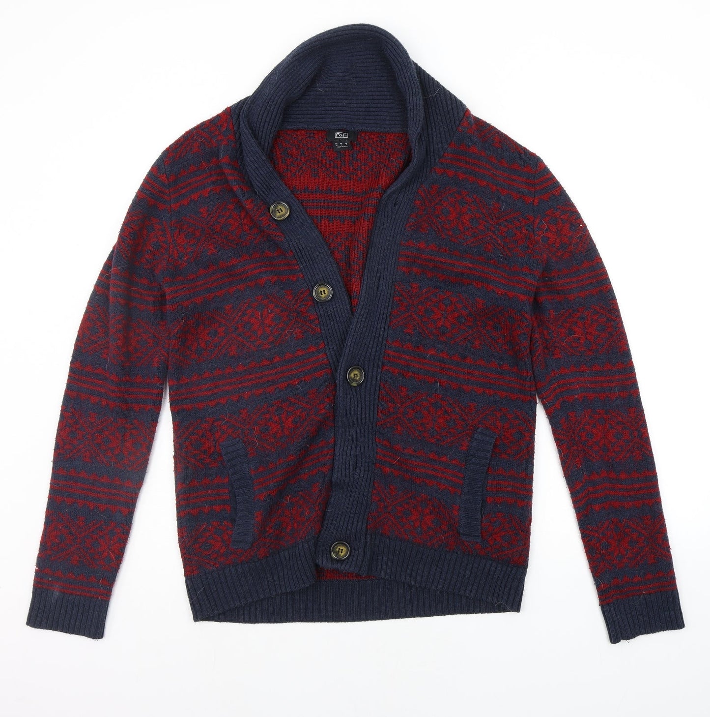 F&F Womens Red Floral  Cardigan Jumper Size S