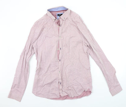 F&F Mens Pink Polka Dot   Button-Up Size M