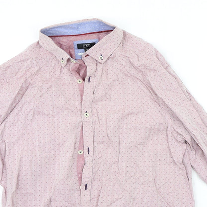 F&F Mens Pink Polka Dot   Button-Up Size M