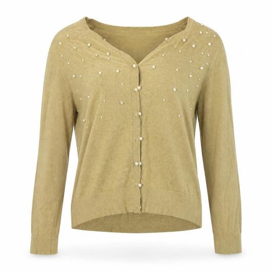 Womens UK Size L Jeanne Pierre Beige Cardigan Jumper