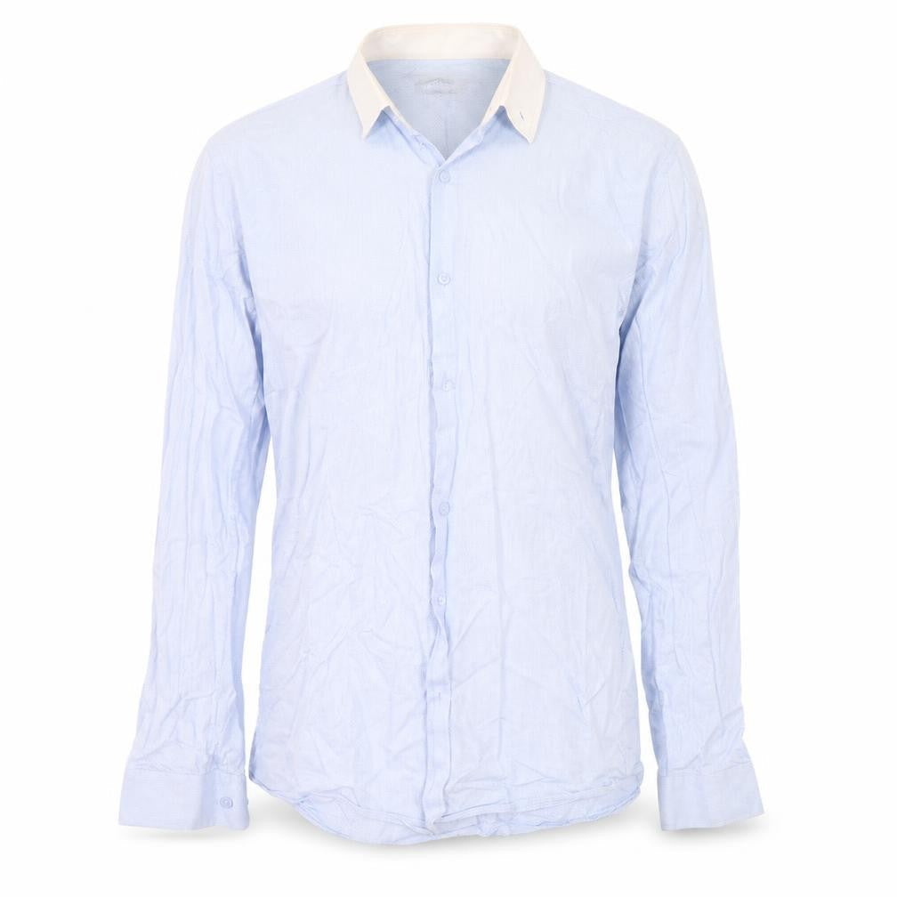 Front view of Cedarwood State men’s blue button-up, size 15