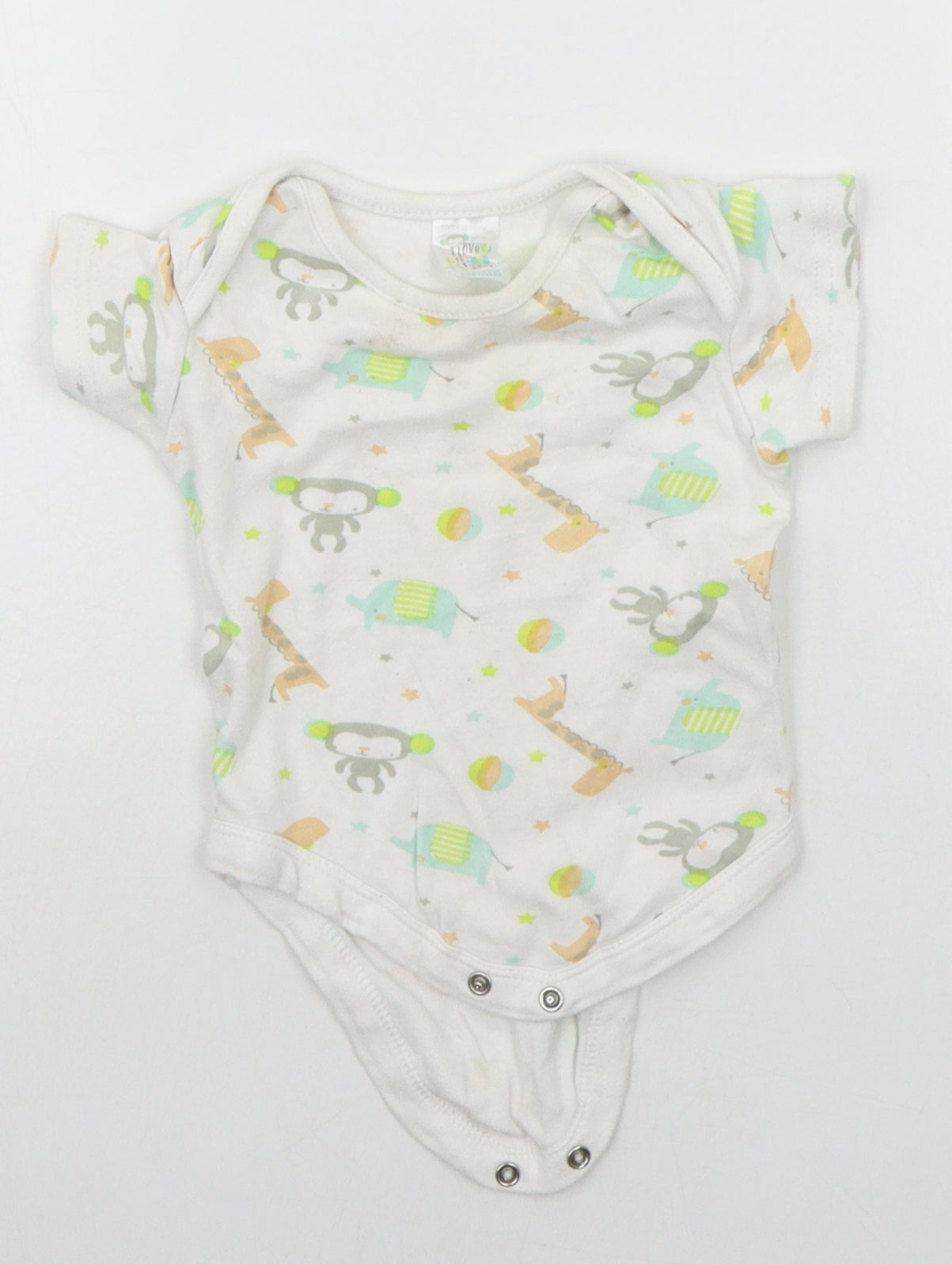 B&M Baby White Geometric  Babygrow One-Piece Size 6-9 Months