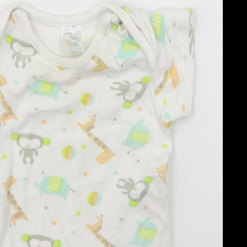 B&M Baby White Geometric  Babygrow One-Piece Size 6-9 Months