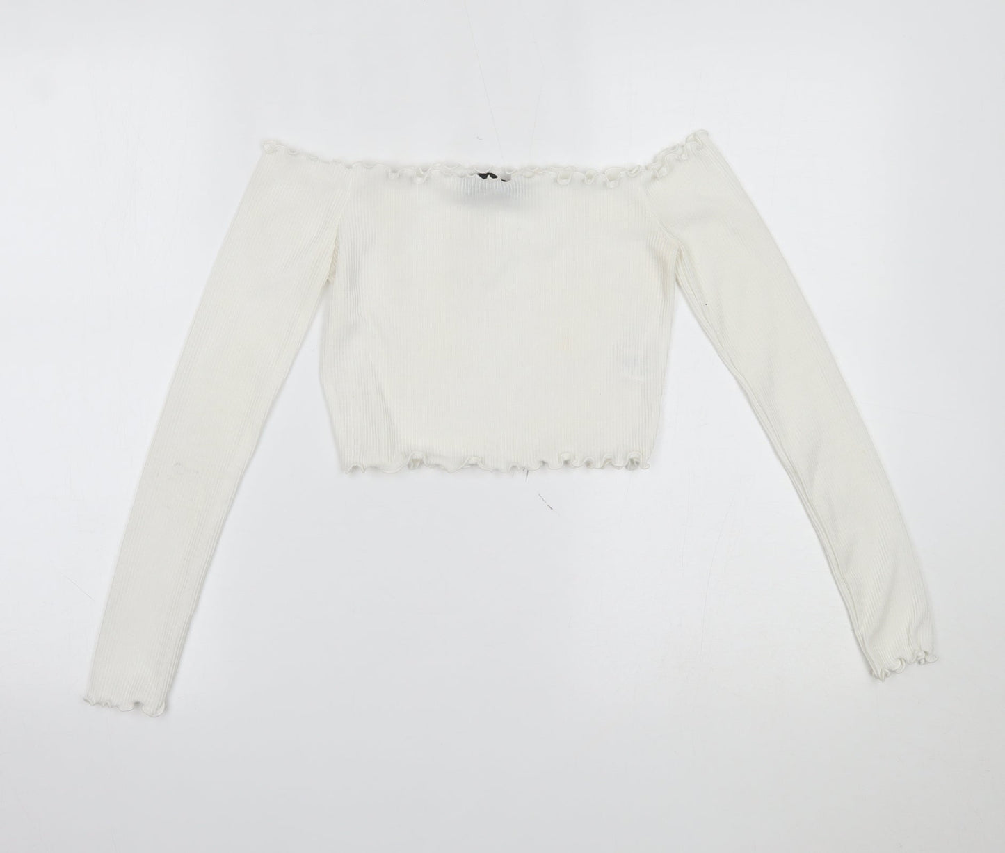 Womens UK Size 6 PRETTYLITTLETHING White Cropped Blouse