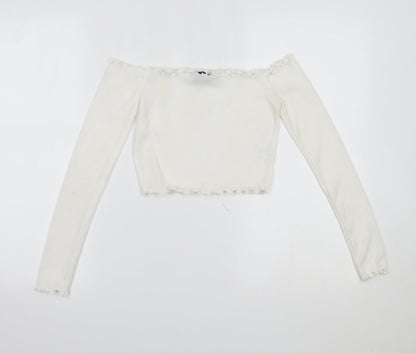 Womens UK Size 6 PRETTYLITTLETHING White Cropped Blouse