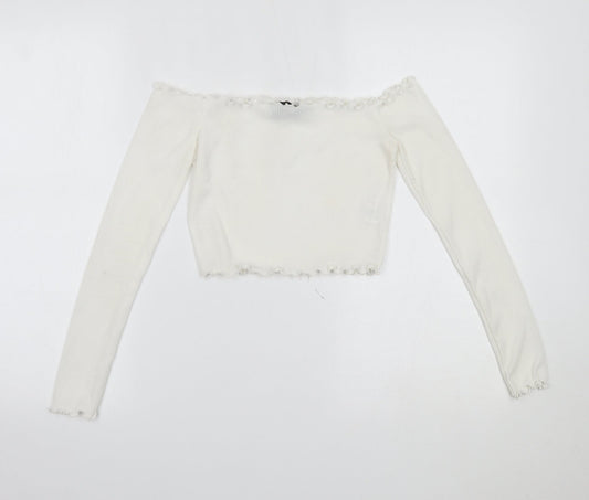 Womens UK Size 6 PRETTYLITTLETHING White Cropped Blouse