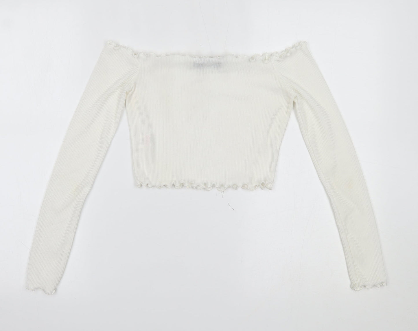 Womens UK Size 6 PRETTYLITTLETHING White Cropped Blouse