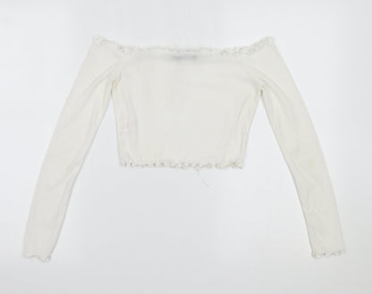 Womens UK Size 6 PRETTYLITTLETHING White Cropped Blouse
