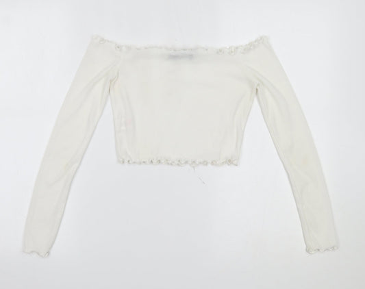 Womens UK Size 6 PRETTYLITTLETHING White Cropped Blouse