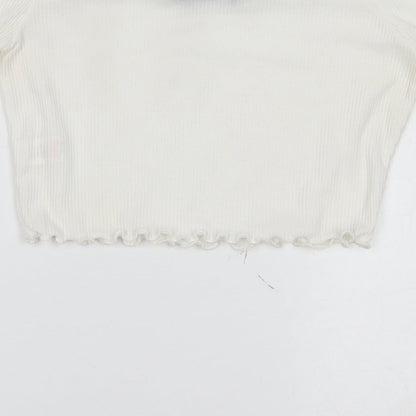 Womens UK Size 6 PRETTYLITTLETHING White Cropped Blouse