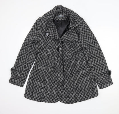 Apricot Womens Grey Floral  Overcoat Coat Size M