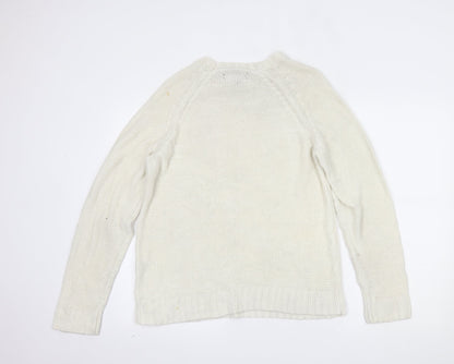 FOREVER 21 Womens White   Pullover Jumper Size L