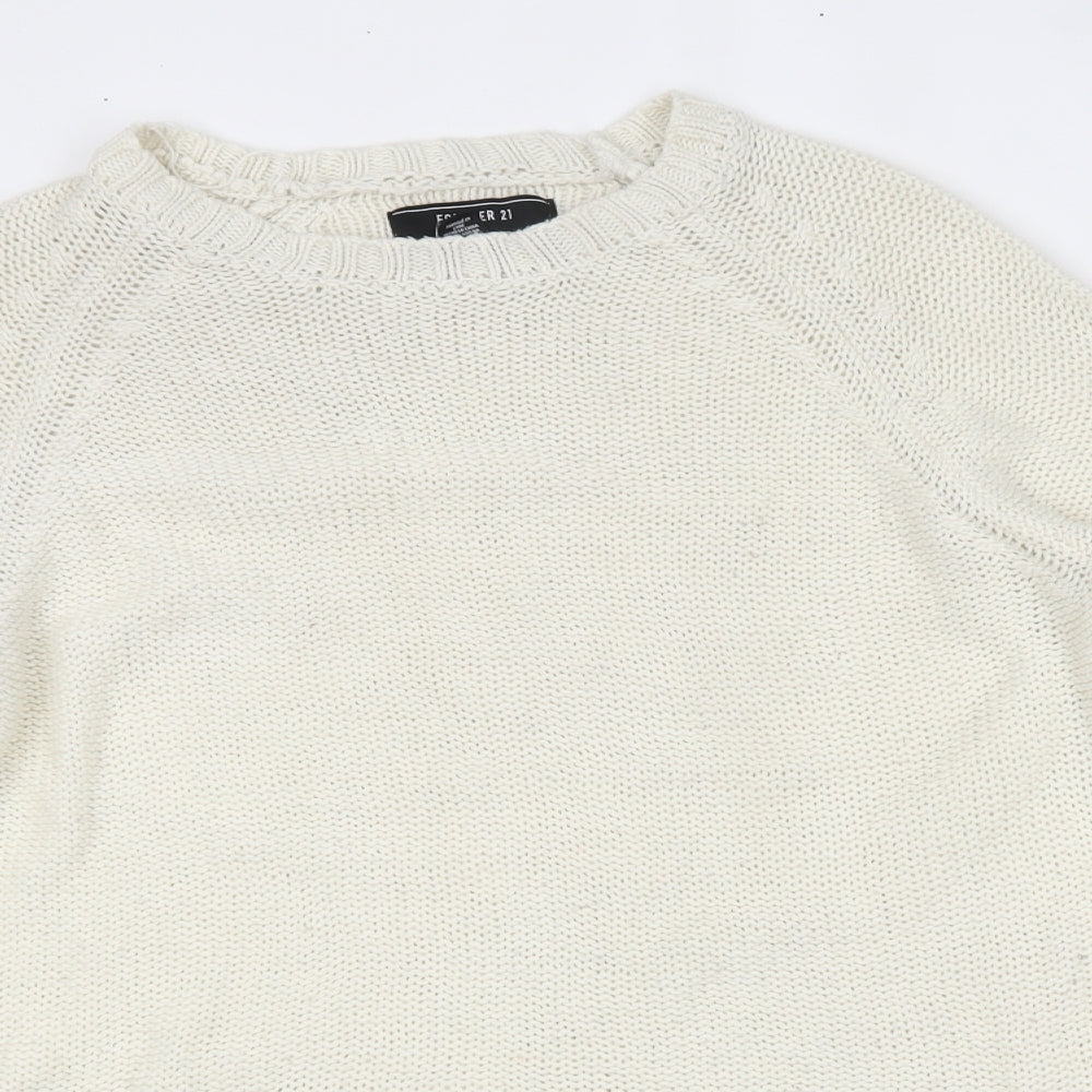 FOREVER 21 Womens White   Pullover Jumper Size L