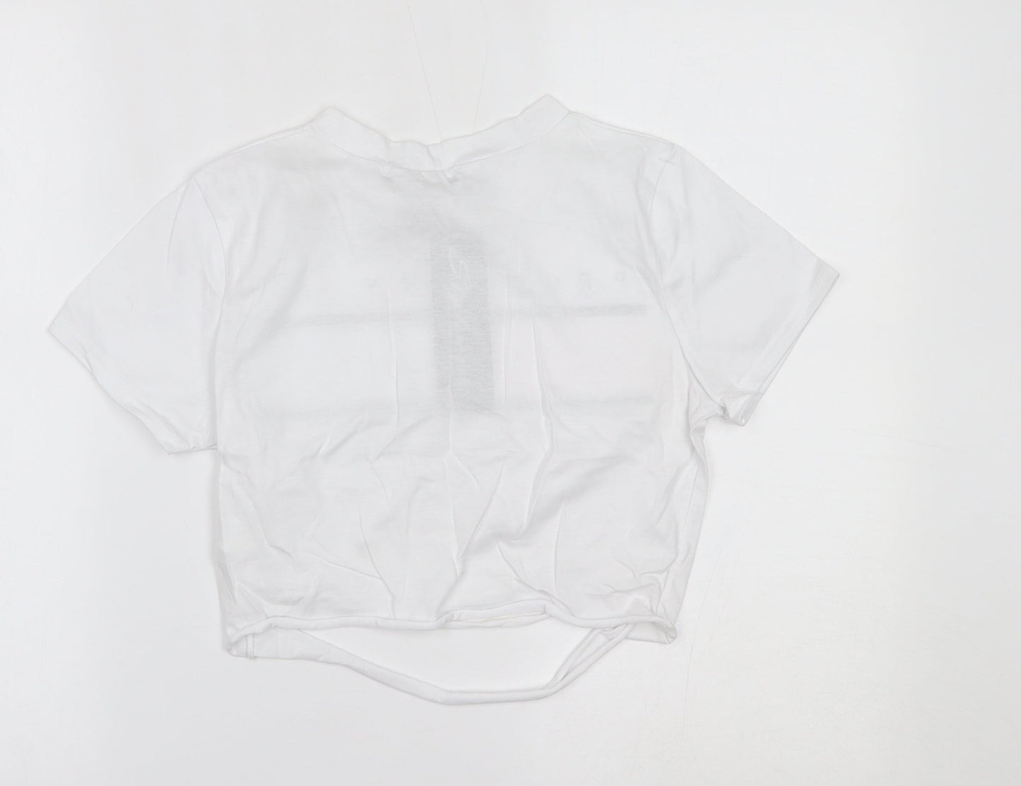 Womens UK Size S STYLEWISE White Cropped T-Shirt