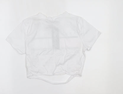 Womens UK Size S STYLEWISE White Cropped T-Shirt