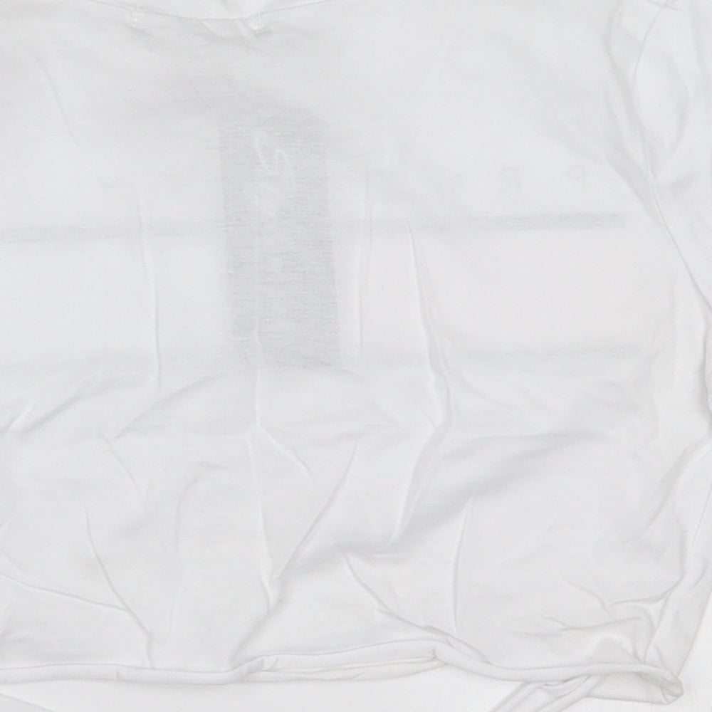 Womens UK Size S STYLEWISE White Cropped T-Shirt