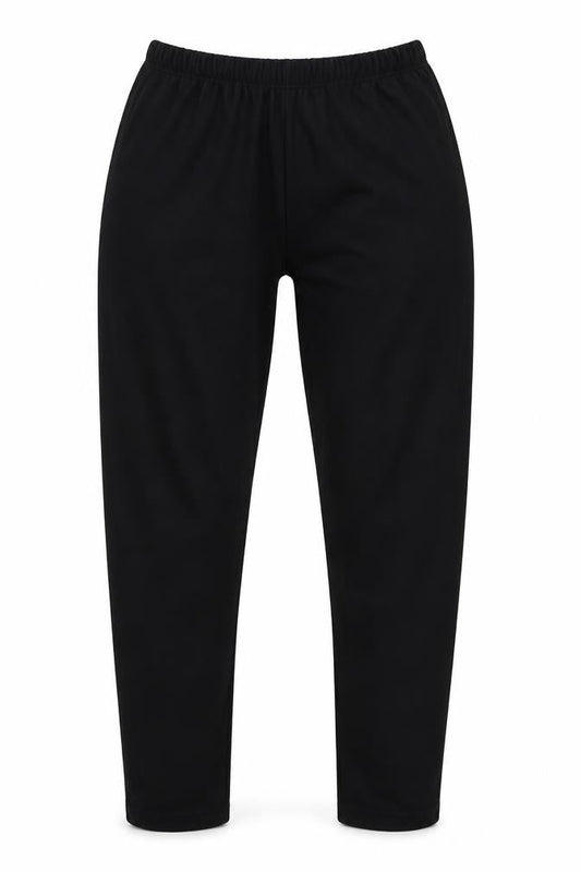 Front view of Preworn women’s black leggings, size M, 30-inch leg
