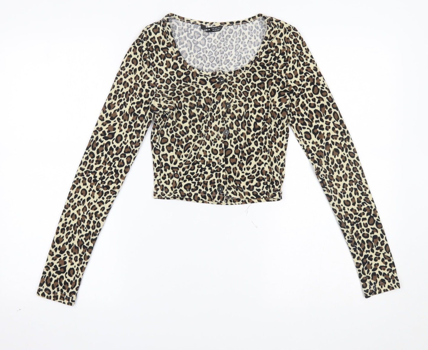SheIn Womens Brown Animal Print  Cardigan Jumper Size XS