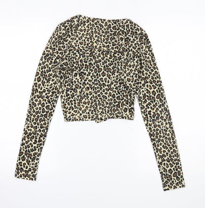 SheIn Womens Brown Animal Print  Cardigan Jumper Size XS