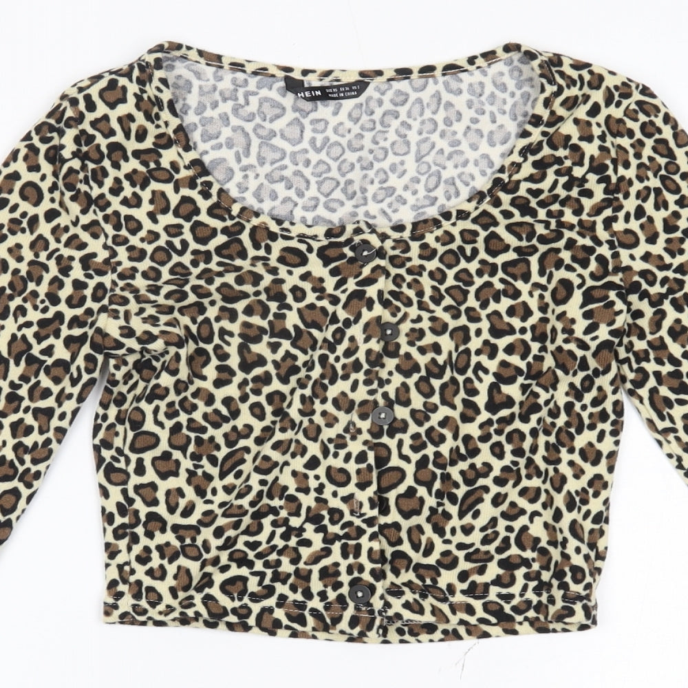 SheIn Womens Brown Animal Print  Cardigan Jumper Size XS